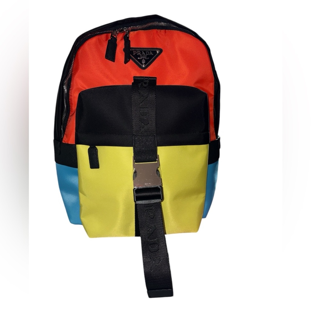 Fashion Lux Colorblock Nylon Backpack in Orange, Yellow, Blue & Black